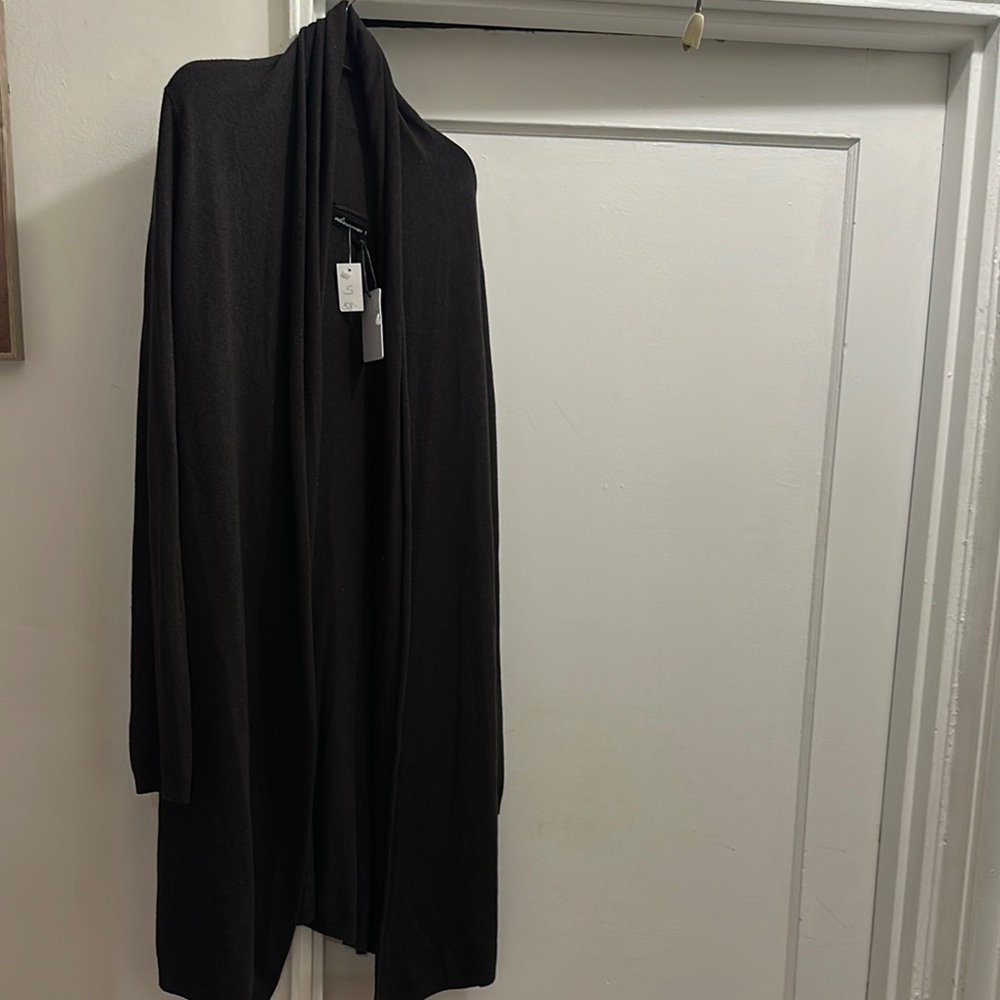 Olivaceous Charcoal Open Front Cardigan